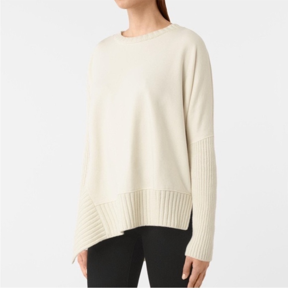 ALLSAINTS Nia Drape Sweat S Oversized Asymmetric Sweatshirt Sweater Cream
